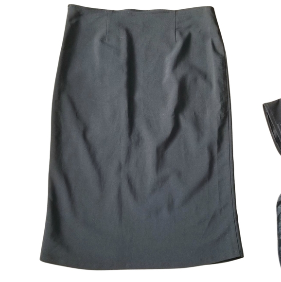 90s Corporate Goth Black Pencil Corset Midi Skirt - Picture 3 of 3